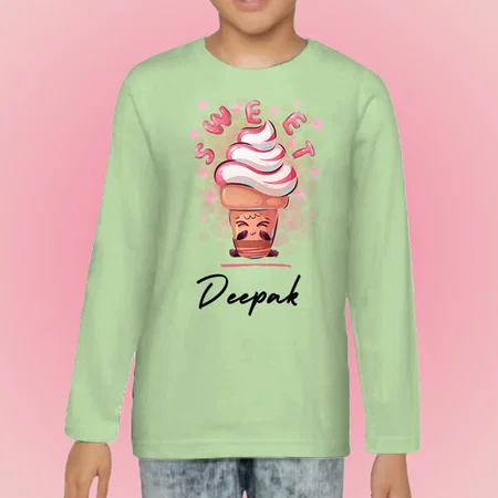 Sweet Ice Cream Customized Full Sleeve Kid’s Cotton T-Shirt