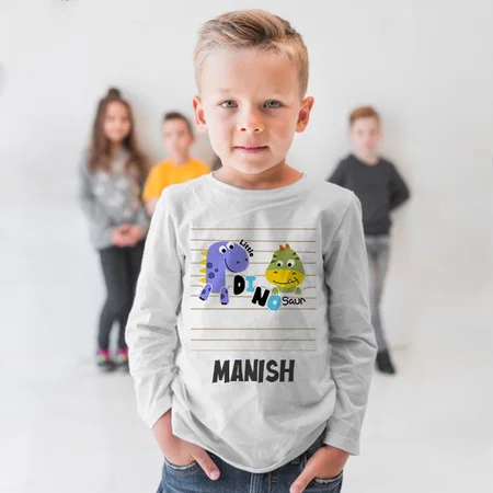 Little Dinosaur Customized Full Sleeve Kid’s Cotton T-Shirt