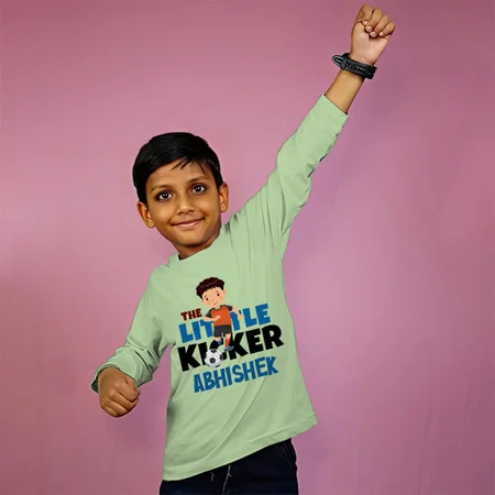The Little Kicker Customized Full Sleeve Kid’s Cotton T-Shirt