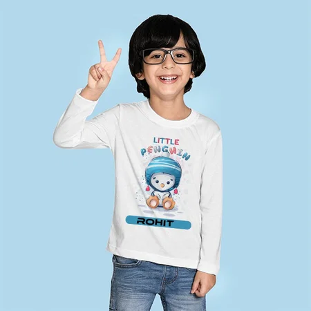 Little Penguin Customized Full Sleeve Kid’s Cotton T-Shirt