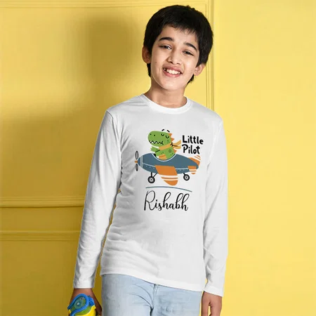 Little Pilot Customized Full Sleeve Kid’s Cotton T-Shirt