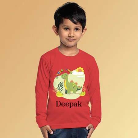 Little Dino Customized Full Sleeve Kid’s Cotton T-Shirt