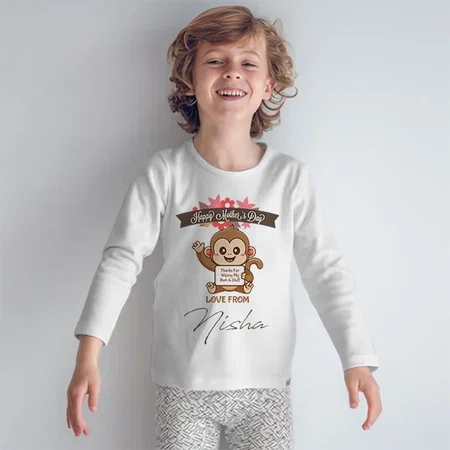 Happy Mother's Day Customized Full Sleeve Kid’s Cotton T-Shirt