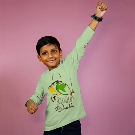 1st Gandhi Jayanti Customized Full Sleeve Kid’s Cotton T-Shirt