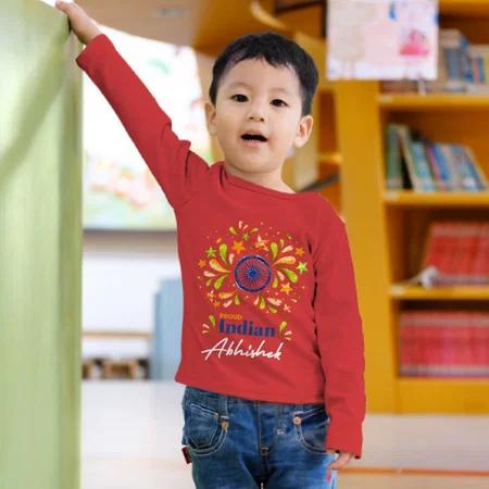 Proud Indian Customized Full Sleeve Kid’s Cotton T-Shirt