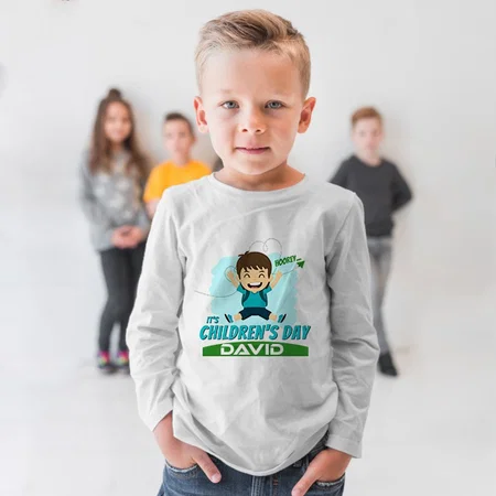 It's Children's Day Customized Full Sleeve Kid’s Cotton T-Shirt