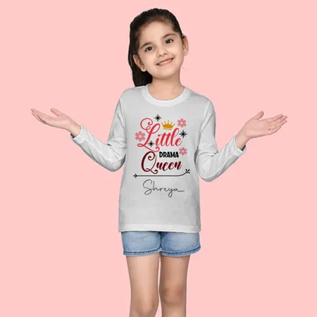 Little Drama Queen Customized Full Sleeve Kid’s Cotton T-Shirt