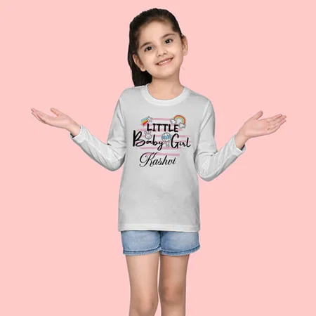 Little Baby Girl Customized Full Sleeve Kid’s Cotton T-Shirt