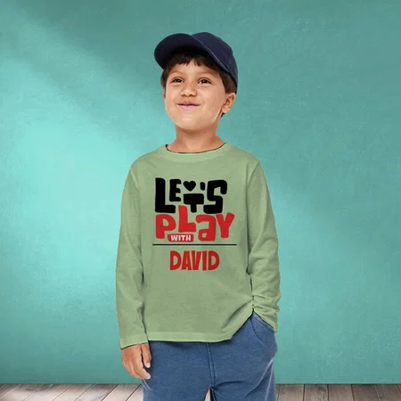Let's Play With Customized Full Sleeve Kid’s Cotton T-Shirt