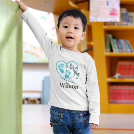 It's a Boy Customized Full Sleeve Kid’s Cotton T-Shirt