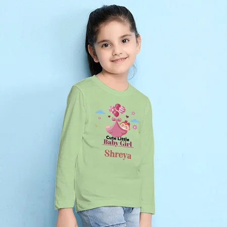 Cute Little Baby Girl Customized Full Sleeve Kid’s Cotton T-Shirt