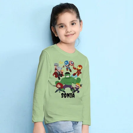 Superhero Customized Full Sleeve Kid’s Cotton T-Shirt