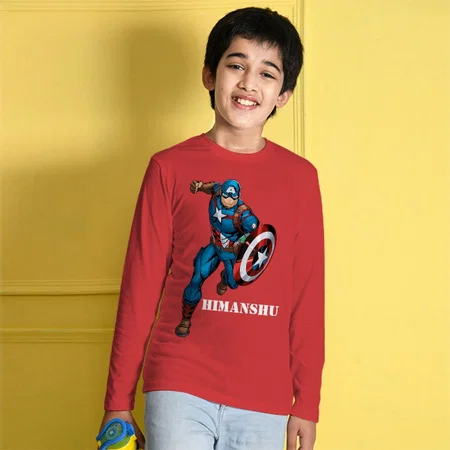 Superhero Customized Full Sleeve Kid’s Cotton T-Shirt