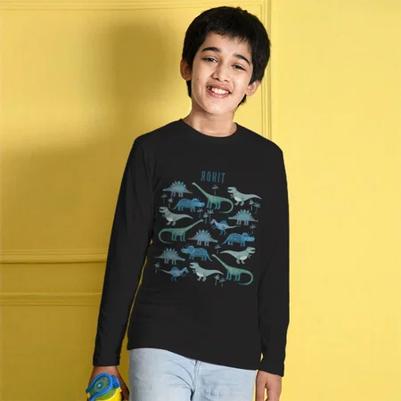 Dino Zoo Customized Full Sleeve Kid’s Cotton T-Shirt
