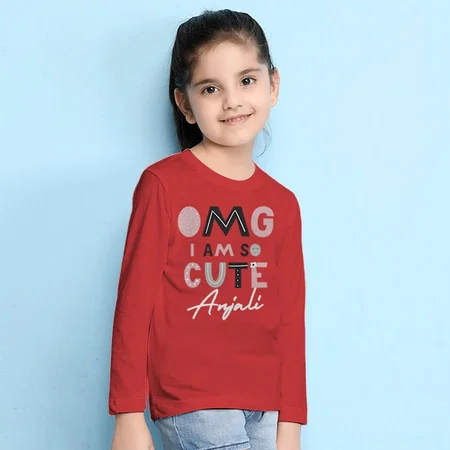 I am So Cute Customized Full Sleeve Kid’s Cotton T-Shirt