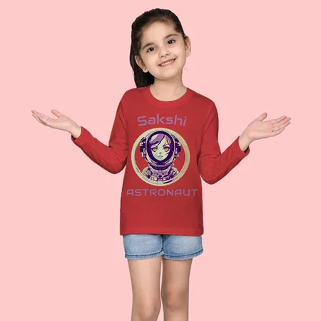 Astronaut Customized Full Sleeve Kid’s Cotton T-Shirt