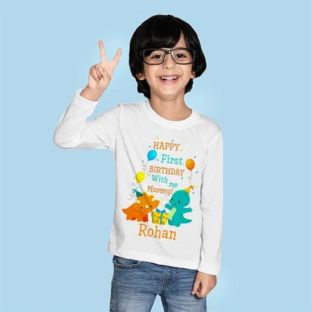 Happy First Birthday Customized Full Sleeve Kid’s Cotton T-Shirt