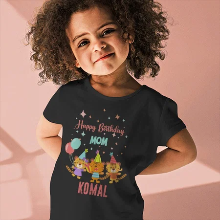 Happy Birthday Mom Customized Half Sleeve Kid’s Cotton T-Shirt