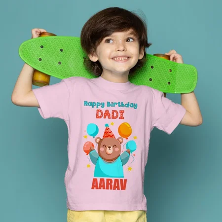 Happy Birthday Dadi Grandmother Customized Half Sleeve Kid’s Cotton T-Shirt
