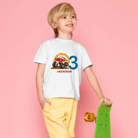 Monster Truck Rally Boy Customized Half Sleeve Kid’s Cotton T-Shirt