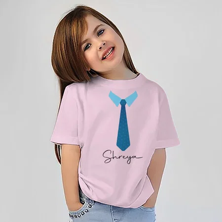 Elegant Blue Tie Customized Half Sleeve Kid’s Cotton T-Shirt