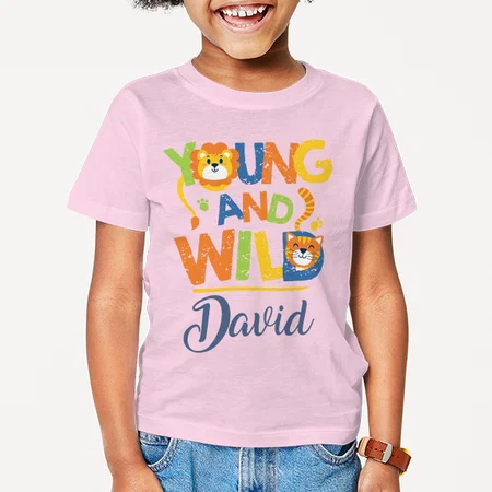 Young And Wild Customized Half Sleeve Kid’s Cotton T-Shirt