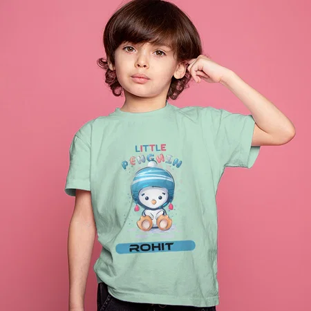 Little Penguin Customized Half Sleeve Kid’s Cotton T-Shirt