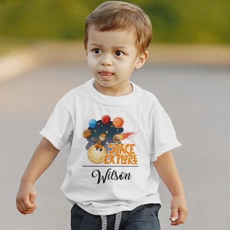 Space Explorer  Customized Half Sleeve Kid’s Cotton T-Shirt