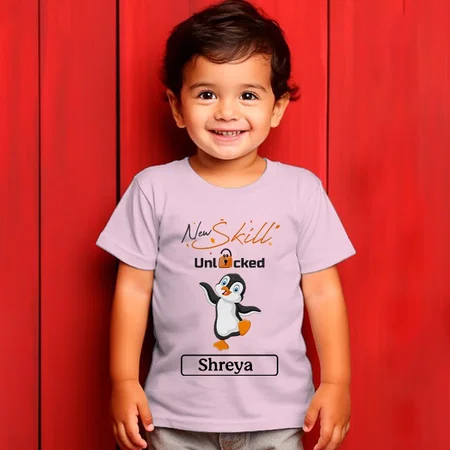 New Skill Unlocked Customized Half Sleeve Kid’s Cotton T-Shirt