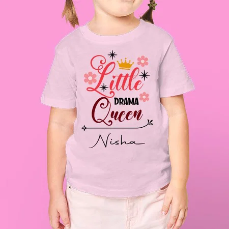 Little Drama Queen Customized Half Sleeve Kid’s Cotton T-Shirt