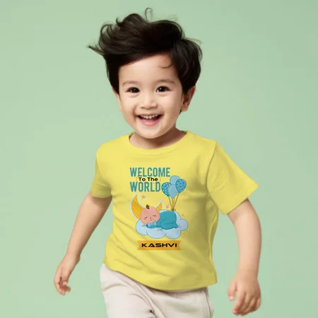 Welcome To The World Customized Half Sleeve Kid’s Cotton T-Shirt