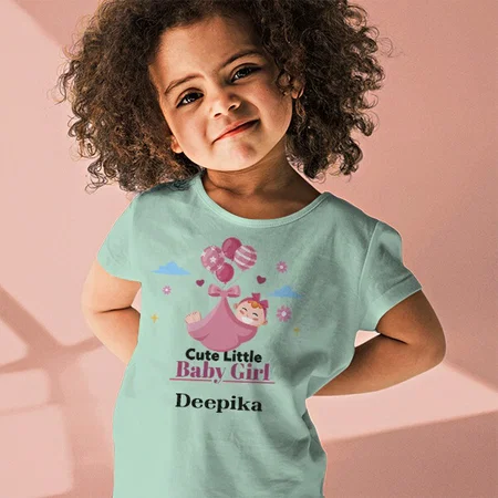Cute Little Baby Girl Customized Half Sleeve Kid’s Cotton T-Shirt