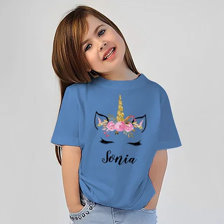 Unicorn Customized Half Sleeve Kid’s Cotton T-Shirt