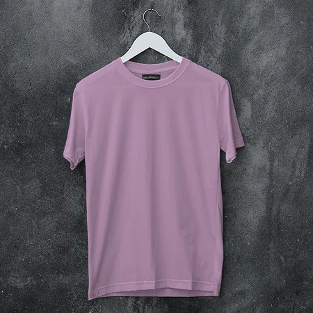 Lilac Solid Plain Half Sleeve Men's Cotton T-Shirt by yP Basics