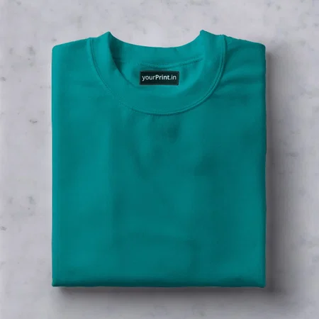 Teal Green Solid Plain Half Sleeve Men's Cotton T-Shirt by yP Basics