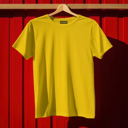 Yellow Solid Plain Half Sleeve Men's Cotton T-Shirt by yP Basics