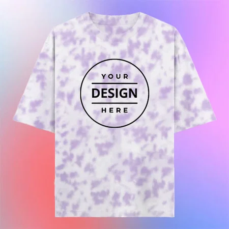 Lavender Tie Dye Pattern Oversized Hip Hop Customized Half Sleeve Men's Cotton T-Shirt