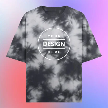 Black Tie Dye Pattern Oversized Hip Hop Customized Half Sleeve Men's Cotton T-Shirt