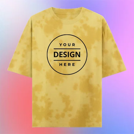 Yellow Tie Dye Pattern Oversized Hip Hop Customized Half Sleeve Men's Cotton T-Shirt