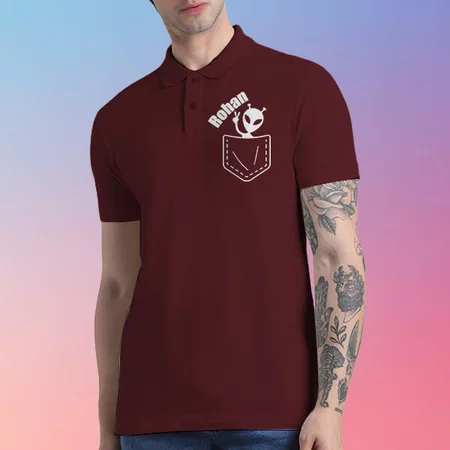 Alien in Pocket Polo Customized Half Sleeve Men’s Cotton Polo T-Shirt