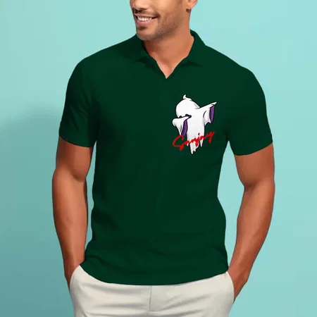 White Ghost Polo Customized Half Sleeve Men’s Cotton Polo T-Shirt