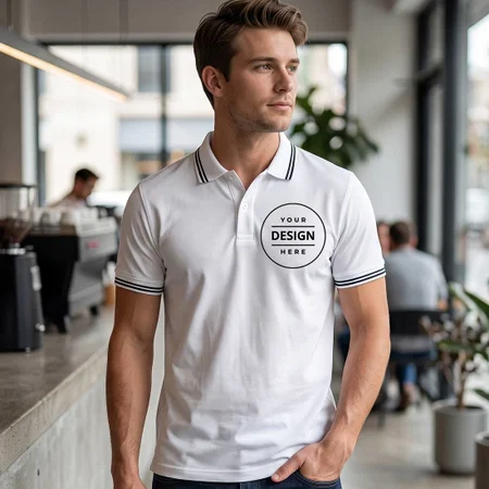 White Louis Philippe with Black Tipping Customized Polo Half Sleeves Shirt for Men
