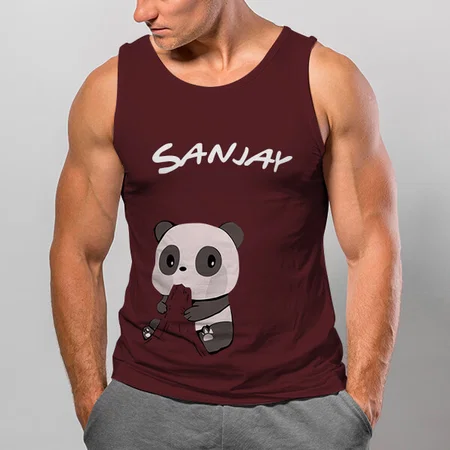 Cute Panda Customized Tank Top Vest for Men