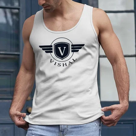 Name with Initials Customized Tank Top Vest for Men