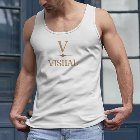 Royal Name Initials Customized Tank Top Vest for Men
