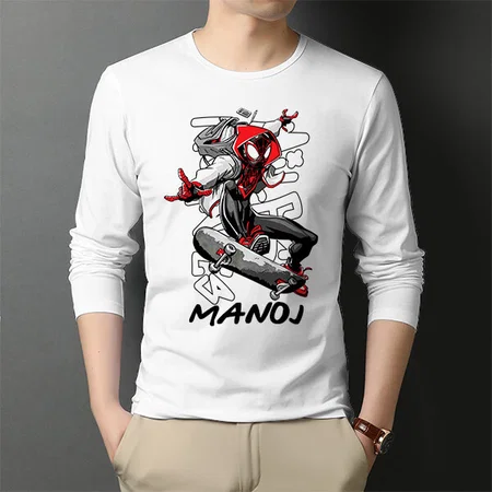 Funky Superhero Customized Printed Men's Full Sleeves Cotton T-Shirt