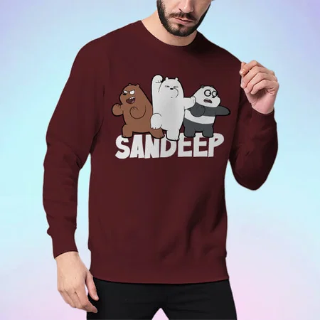Cute Fighters Customized Printed Men's Full Sleeves Cotton T-Shirt