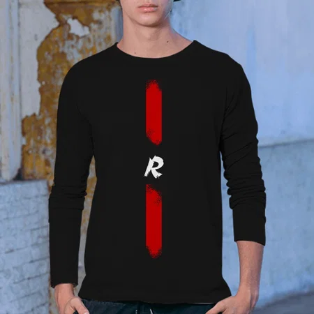 Name Initial Customized Printed Men's Full Sleeves Cotton T-Shirt
