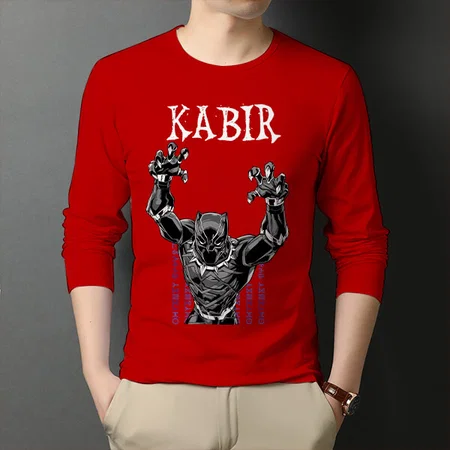 Superhero Customized Printed Men's Full Sleeves Cotton T-Shirt