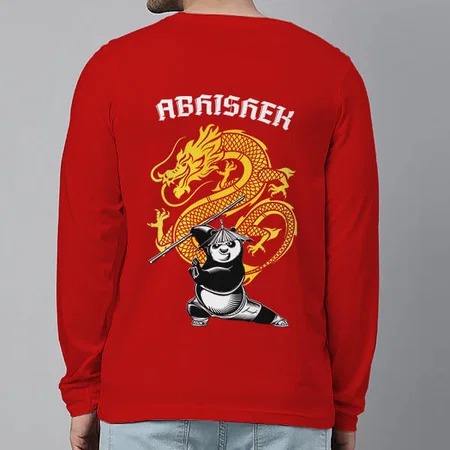 Dragon Warrior Customized Printed Men's Full Sleeves Cotton T-Shirt